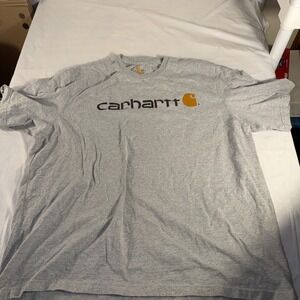 Carhartt Shirt Mens 2XL Gray Logo Graphic Short Sleeve Workwear Cotton Tee